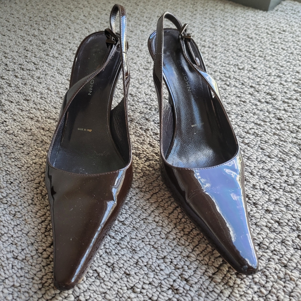 St. John Brown Patent Leather Heels